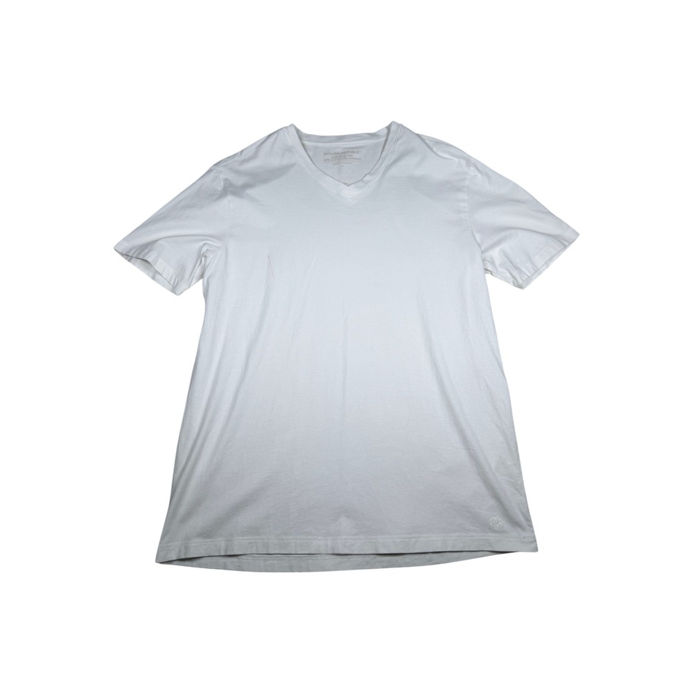 Banana Republic Mens Essential Tee White Cotton Spandex V-Neck T-Shirt Size M